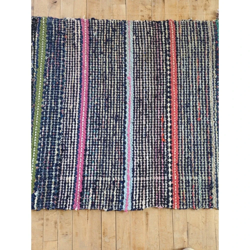 Antique Imported Swedish Hand Made Rag Rug Runner (32